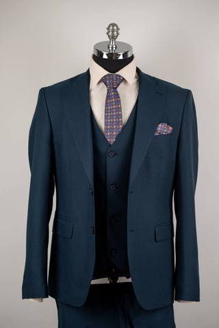Tumši zils Lucio slim fit uzvalks ar vesti
