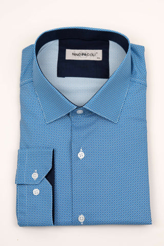 Nino Pacoli regular fit easy-iron, low-wrinkle shirt with a dark blue pattern