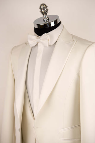 Ziloņkaula balts Jakamen slim fit smokings ar vesti
