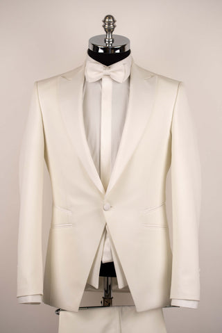 Ziloņkaula balts Jakamen slim fit smokings ar vesti