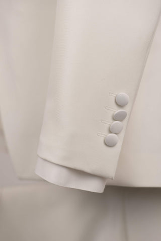 Ziloņkaula balts Jakamen slim fit smokings ar vesti