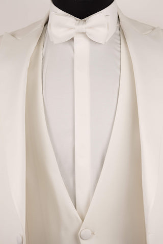 Ziloņkaula balts Jakamen slim fit smokings ar vesti