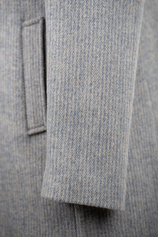 Light grey-blue Lozenge asymmetric coat with warm padded lining