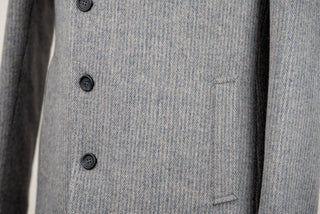 Light grey-blue Lozenge asymmetric coat with warm padded lining