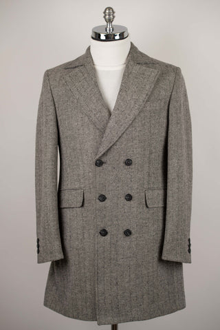 Grey Quesste double-breasted coat with a pattern