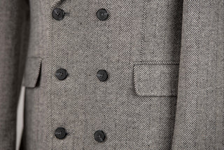 Grey Quesste double-breasted coat with a pattern