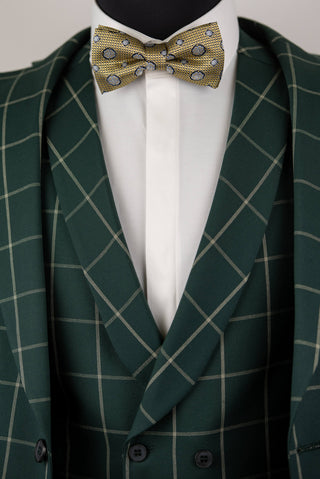 Tumši zaļš Quesste slim fit uzvalks ar gaišu rūtainu rakstu un divrindu pogu vesti