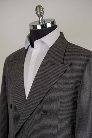 Dark grey Antioch double-breasted oversized suit with white stripes