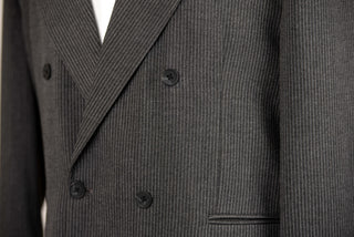 Dark grey Antioch double-breasted oversized suit with white stripes