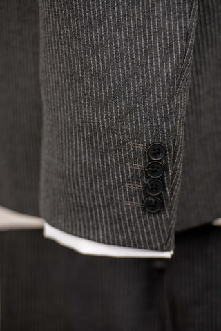 Dark grey Antioch double-breasted oversized suit with white stripes