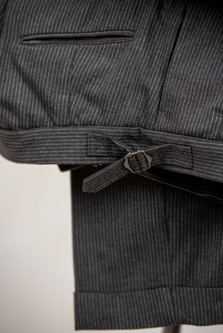 Dark grey Antioch double-breasted oversized suit with white stripes