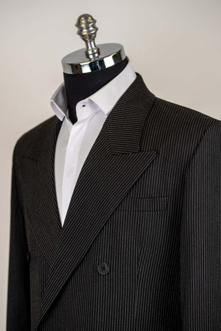 Black Antioch double-breasted oversized suit with white stripes