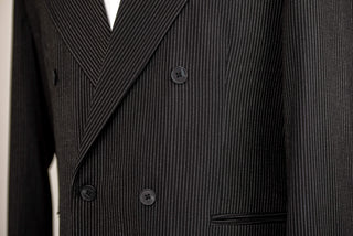 Black Antioch double-breasted oversized suit with white stripes
