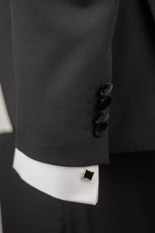 Melns Quesste slim fit smokings ar samta vesti