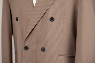 Light brown Antioch double-breasted oversized suit with white stripes