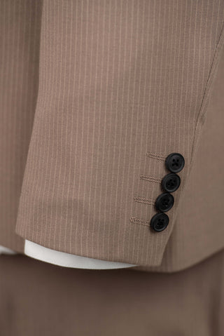 Light brown Antioch double-breasted oversized suit with white stripes
