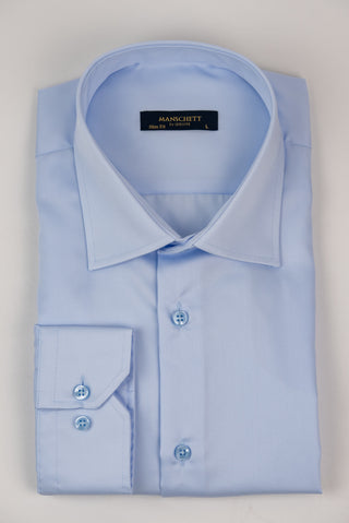 Gaiši zils Manschett viegli gludināms, maz burzīgs slim fit krekls