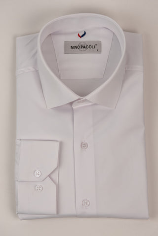 Balts Nino Pacoli viegli gludināms, maz burzīgs regulāra piegriezuma krekls