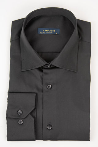 Melns Manschett viegli gludināms, maz burzīgs slim fit krekls