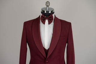 Bordo krāsas Quesste slim fit smokings ar vesti
