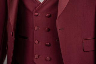 Bordo krāsas Quesste slim fit smokings ar vesti