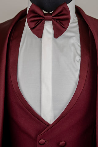 Bordo krāsas Quesste slim fit smokings ar vesti