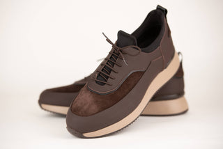 Tumši brūni Toroslar matēti ādas sportiski apavi ar zamšādas detaļām