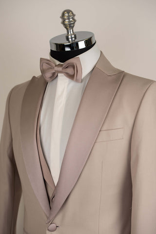 Beige Quesste slim fit tuxedo with a vest