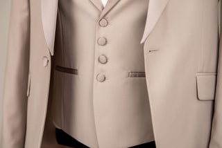 Beige Quesste slim fit tuxedo with a vest