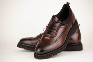 Tumšas bordo krāsas Toroslar ādas kurpes ar masīvu zoli