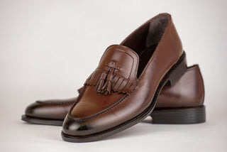 Brown Derimo leather tassel loafers
