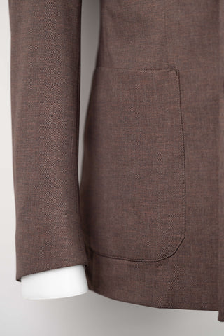 Brūns Quesste viegls, elpojošs, maz burzīgs slim fit divrindu pogu uzvalks