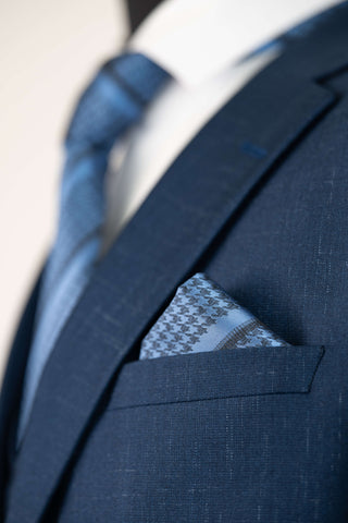 Tumši zils Moda Vinci slim fit uzvalks ar vesti un smalku rakstu