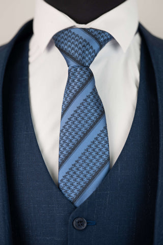 Tumši zils Moda Vinci slim fit uzvalks ar vesti un smalku rakstu