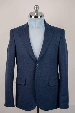 Dark blue Montmen slim fit tweed blazer