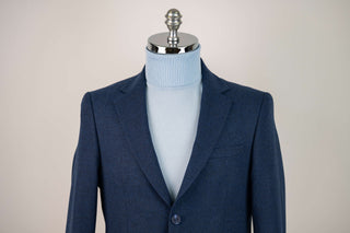 Dark blue Montmen slim fit tweed blazer