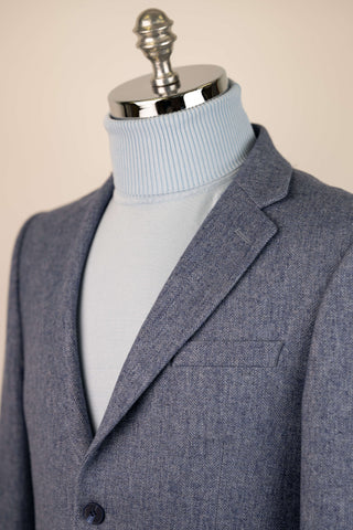 Gaiši pelēki zila Montmen slim fit tvīda žakete