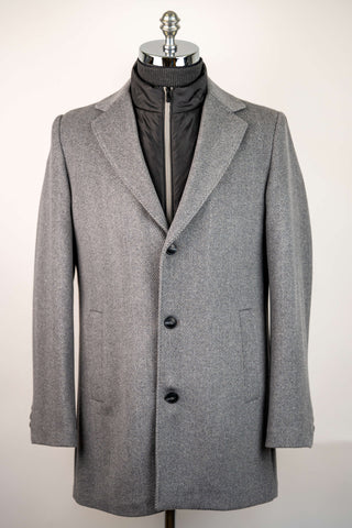 Grey Montmen extended coat with detachable front insert