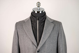 Grey Montmen extended coat with detachable front insert
