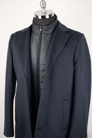 Grey-blue Montmen coat with detachable front insert