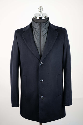 Dark blue Montmen coat with detachable front insert