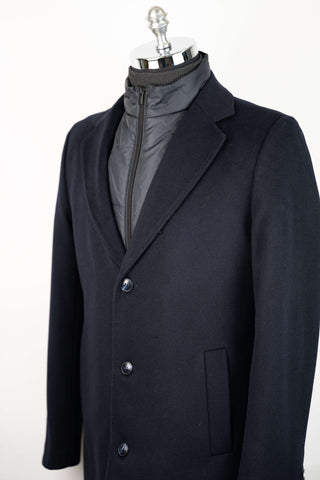 Dark blue Montmen coat with detachable front insert
