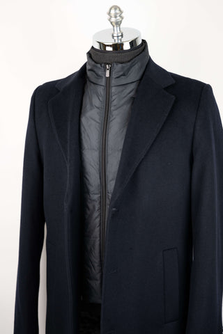 Dark blue Montmen coat with detachable front insert