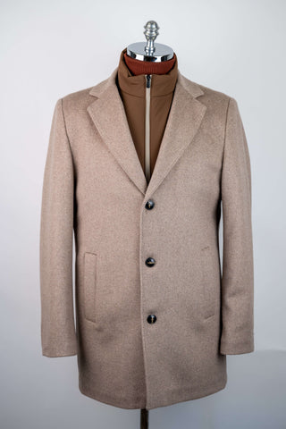 Beige Montmen coat with detachable front insert