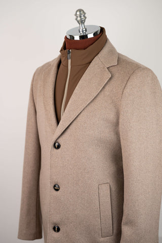 Beige Montmen coat with detachable front insert