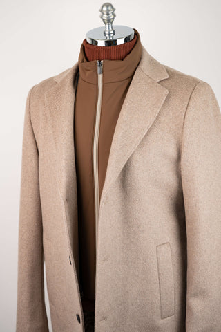 Beige Montmen coat with detachable front insert