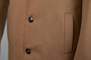 Caramel brown Montmen coat with detachable front insert