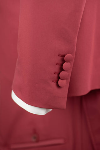 Raspberry red Quesste slim fit suit with a double-breasted vest