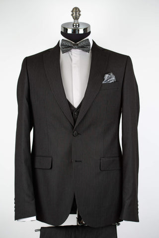 Black striped Quesste extended suit with a vest