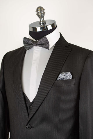 Black striped Quesste extended suit with a vest
